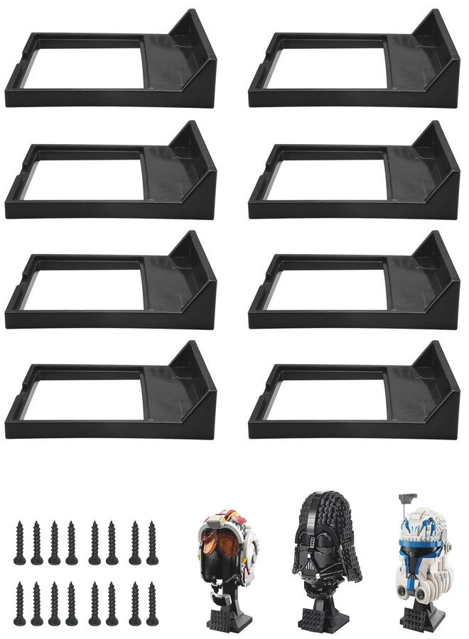 WFCYX 8 Pcs Black Wall Mount Display Stand Fits Lego Helmet, Wall Mount Display Shelf, Compatible with All Standard Lego Helmets, Boba Fett 75277/Tie Fighter Pilot 75274/Stormtrooper 75276 - Image 1